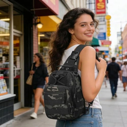 Viriber Tactical Backpack, Waterproof Military Cross-body Molle Sling Shoulder Backpack Chest Bag for Outdoor Every Day Carry Black Camo - color: Black Camo