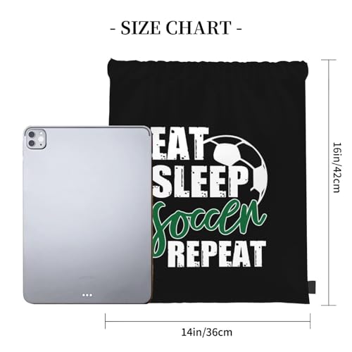 Eat Sleep Soccer Repeat Unisex Drawstring Backpack Bag Sport Gym Travel Swim Sackpack - color: Eat Sleep Soccer Repeat