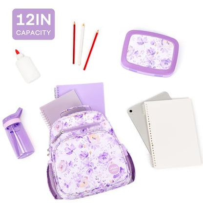 mibasies Toddler Backpacks for Girls 2-4: Little Kid Bookbag for Preschool Prek Daycare Purple Flower - color: Purple Flower, style: Toddler-12"h(not Fit Folder)