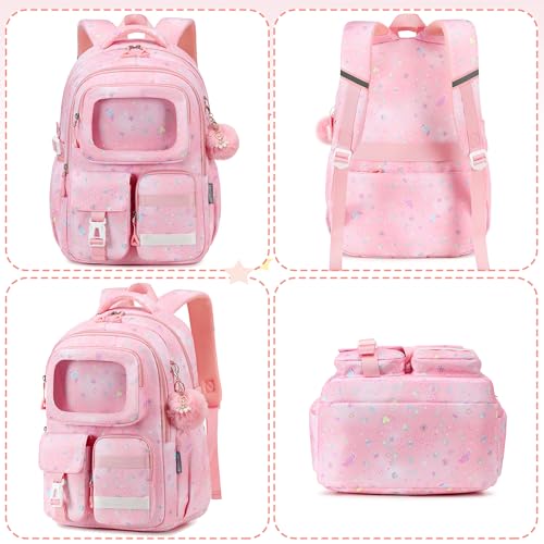 AO ALI VICTORY Backpack for Girls Kids School Bags for Kindergarten Elementary Schoolbag Students Backpacks Cute 15.6 inch Laptop Bookbag Teens Girl Back Pack Travel Daypack, Pink - color: Pink