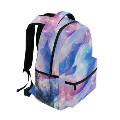 School Backpack for Men and Women Waterproof Backpack With Water Bottle Pocket with Chest Strap for Travel Trip Blue Purple - color: Multicolor12