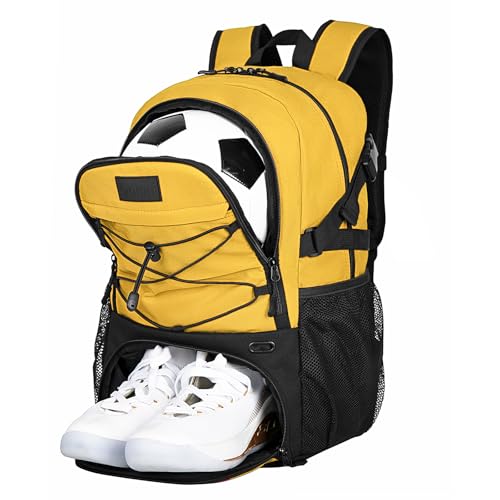 Goloni Soccer Backpack,Basketball Backpack with Ball Compartment & Shoe Compartment,Backpack for Basketball,Soccer - color: orange