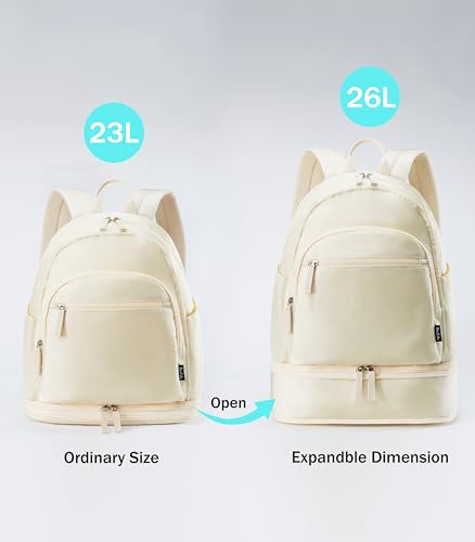 Uselike Gym Backpack for Women Men, Lightweight Gym Bag with Shoe Compartment, Waterproof Workout Backpack with Wet Pocket - color: Cream