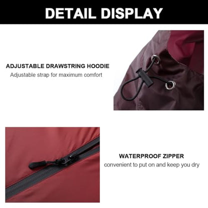 Fashion Hooded Rain Poncho Waterproof Raincoat Jacket with pocket for Women/Men/Adult - color: Gradient Red
