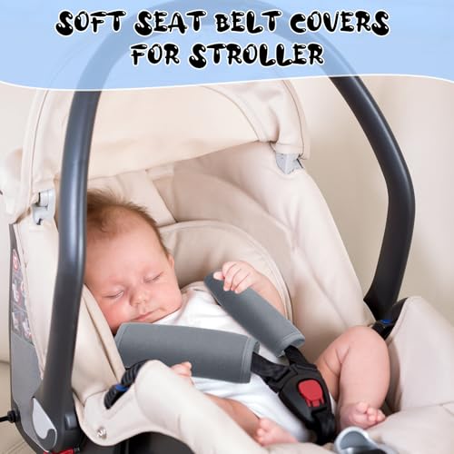 Riakrum 4 Pcs Baby Car Seat Belt Covers for Kids,Light Gray,5.7 X 2.6 Inch - color: Light Gray, size: 5.7 x 2.6 Inch