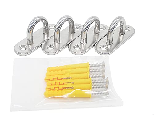Stainless Steel Ceiling Hooks & Wall Hangers - Heavy Duty M6 Screw Mount, Rust-Proof Anchor Straps for Garage, Outdoor, Storage (4-Pack) - size: M6 U Hook
