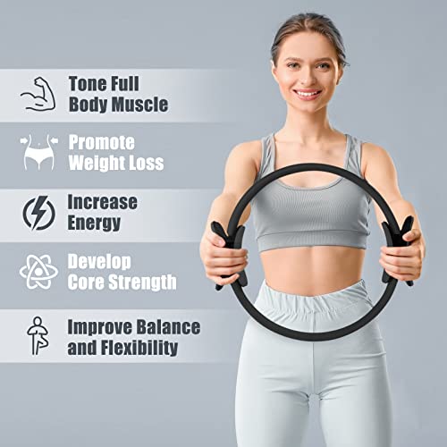 RitFit Pilates Ring Circle - 14 Inch Magic Fitness Circle for Toning Inner & Outer Thighs, Bonus Workout Guide Included - style: Black