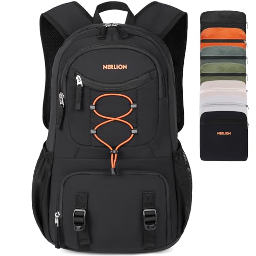 Nerlion 35L Hiking Backpack Travel Backpack for Men Women Camping Waterproof Outdoor Hiking Daypack Lightweight Backpack Black Orange - color: Black Orange