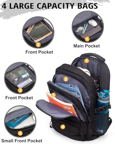 30L Tactical Camo Backpack for Boys 900D Military Schoolbag with 4 Pockets - color: Black