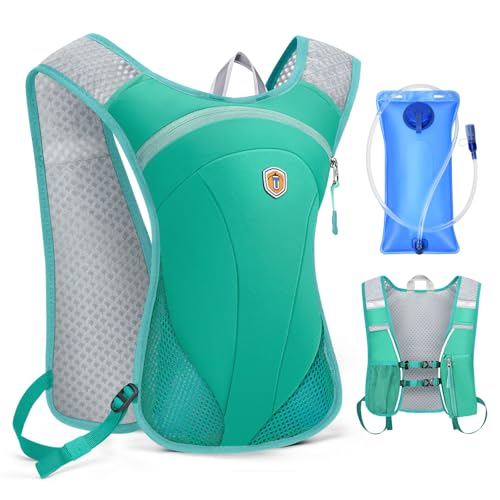 Hydration Backpack with 2L Water Bladder Bag, Lightweight and Breathable Running Vest for Men, Adjustable Chest Straps Water Pack for Cycling Hiking Climbing Outdoor - color: Turquoise