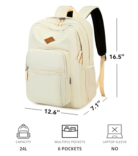 abshoo Classical Basic Womens Travel Backpack For College Men Water Resistant Bookbag (Cream Beige) - color: Cream Beige, size: 16.5 Inc