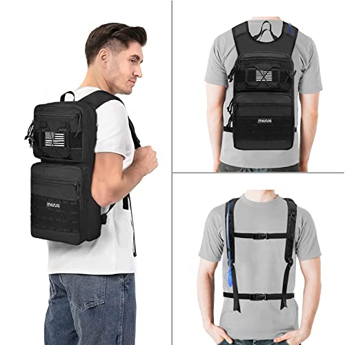 MOSISO Tactical Hydration Pack Backpack, Military Daypack Water Backpack Rucksack Bladder Bag with 3L Water Bladder&Elastic Cord Strap for Outdoor Sports,Hiking,Climbing,Running,Cycling,Biking, Black
