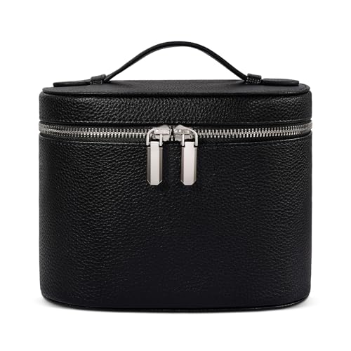 honitty Makeup Bag, Travel Make up Case with Compartments and Handle, Portable Cosmetic Organizer Bags,Toiletry Bag for Women - color: black(7.6*5.5*6 in), size: M(7.6*5.5*6 in)