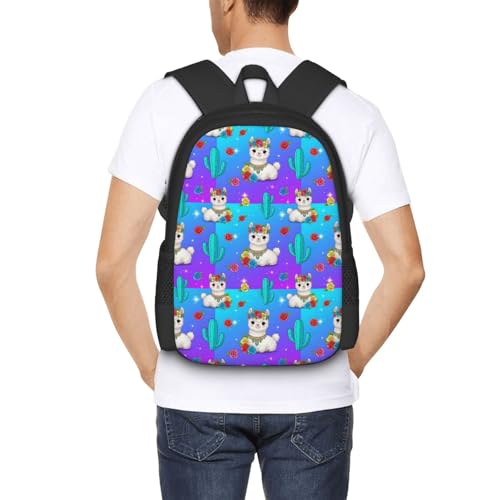 Breathable Outdoor Daypack Cute Alpaca Llama Flower, Durable Anti Theft Travel Backpack Adjustable Strap Shoulder Bag for Hiking Camping City Walking - color: Design (217)