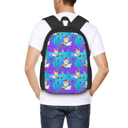 Breathable Outdoor Daypack Cute Alpaca Llama Flower, Durable Anti Theft Travel Backpack Adjustable Strap Shoulder Bag for Hiking Camping City Walking - color: Design (217)