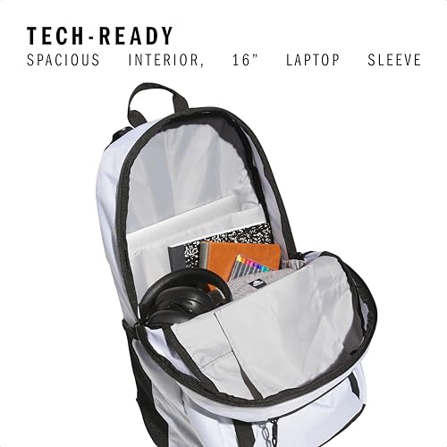 adidas Excel 7 School Backpack for Laptop, Gym and Travel, 34L, Twill White/Black/7.5, OSFA - color: Twill White/Black/7.5, size: One Size