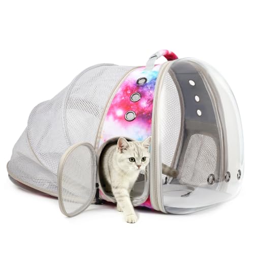 Back Extension Cat Travel Carrier Backpack (Galaxy Pink, Clear Window) - color: Galaxy Pink