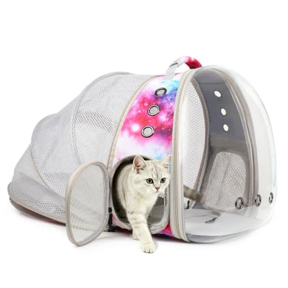 Back Extension Cat Travel Carrier Backpack (Galaxy Pink, Clear Window) - color: Galaxy Pink