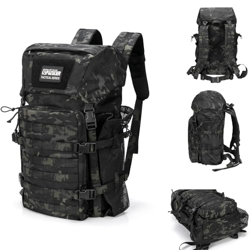 EXCELLENT ELITE SPANKER 40L Camping Hiking Backpack for Men and Women Tactical Military Backpack Large Rucksack for Outdoor Activities Travel Backpacking(MCB) - color: Multicam Black