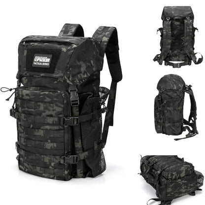 EXCELLENT ELITE SPANKER 40L Camping Hiking Backpack for Men and Women Tactical Military Backpack Large Rucksack for Outdoor Activities Travel Backpacking(MCB) - color: Multicam Black