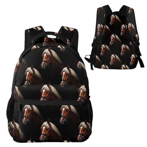Stylish Travel Backpack Horse Black, Commuter Daypack with Laptop Compartment for Work, Trips and Gym - color: Pattern (270)