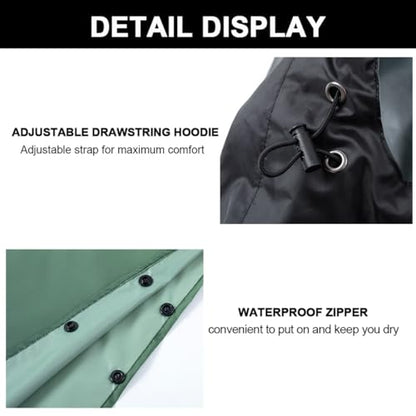 Fashion Hooded Rain Poncho Waterproof Raincoat Jacket with pocket for Women/Men/Adult - color: Gradient Dark Green