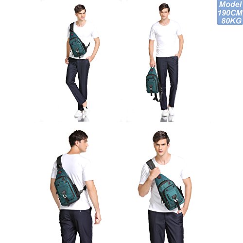 NICGID Sling Bag Chest Shoulder Backpack Crossbody Bags for Tablet Laptop Outdoor Hiking Men Women - color: Dark Green-2664