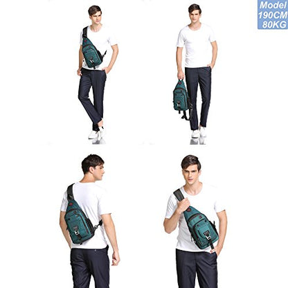 NICGID Sling Bag Chest Shoulder Backpack Crossbody Bags for Tablet Laptop Outdoor Hiking Men Women - color: Dark Green-2664