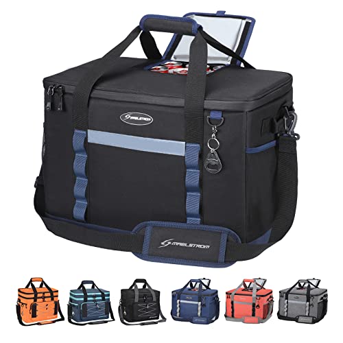 Maelstrom Collapsible Soft Cooler Bag,35/55/75 Cans Beach Cooler with Flip Top Lid, Ice Chest, Leakproof & Portable for Beach, Camping, Road Trips & Grocery Shopping - color: Black, size: 75 Can