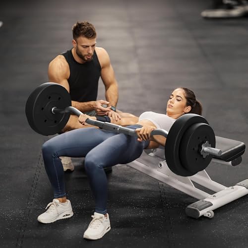 Yaheetech 55lb Curling Bar with Weights Barbell Dumbbell Weight Set Gym Lifting Exercise Workout Curl Bar