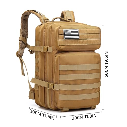 Lovelinks21 Hiking Assault Backpack Waterproof Motorcycle Backpack Bug Out Pack Rucksack for Outdoor Hiking - color: Khaki