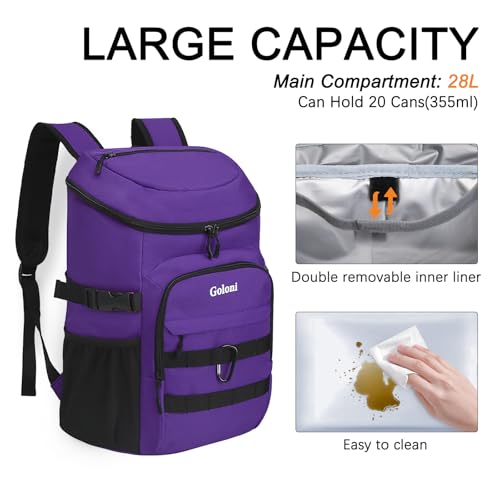 Cooler Backpack Insulated Leak Proof,Small Soft Coolers Bag for Men and Women Camping,Travel,Beach,Hiking,Picnic - color: Purple