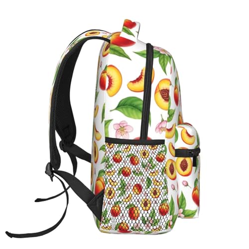 Lightweight Laptop Backpack Watercolor Tropical Peach Leaves Flowers, Water Resistant Work Daypack with Inner Pocket for Office Commute and Travel - color: Pattern (2)