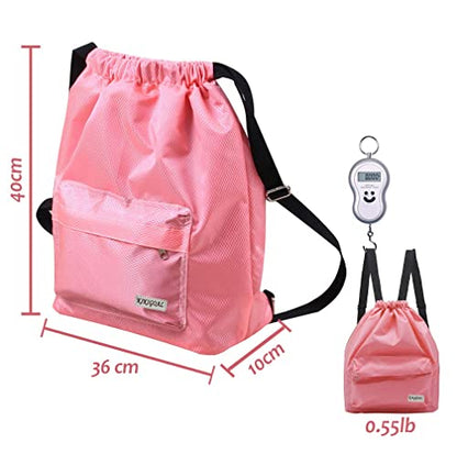 KIKIGOAL Dry Wet Separated Swimming Bag Portable Drawstring Backpack Waterproof Gym Sports Pool Beach Gear Bag - color: Black