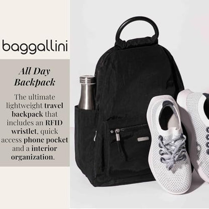 Baggallini All Day Backpack with RFID Phone Wristlet - Lightweight Travel Backpack for Women - color: French Navy