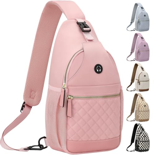Vankor Small Crossbody Purses Bags for Women Men Travel, Chest Sling Bag Women Casual Cross Body Bag for Woman Sling Backpack - color: Light Pink, size: Large