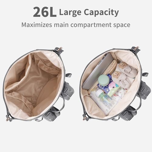 CEI-CEI Neoprene Diaper Bag Backpack Large Newborn Baby Maternity Bags Waterproof Travel Backpack for Mom Dad with Insulated Pockets,Changing Pad - color: Grey