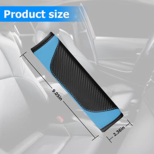 AUCELI 2PCS Car Seat Belt Cover, Carbon Fiber Seatbelt Shoulder Strap Covers, Breathable Leather Soft Harness Pad Protect Your Neck and Shoulder Compatible with Cars - color: Black/Blue