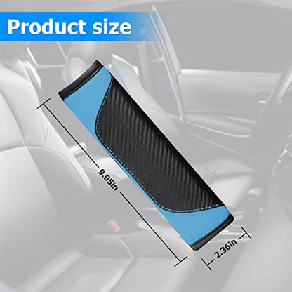 AUCELI 2PCS Car Seat Belt Cover, Carbon Fiber Seatbelt Shoulder Strap Covers, Breathable Leather Soft Harness Pad Protect Your Neck and Shoulder Compatible with Cars - color: Black/Blue