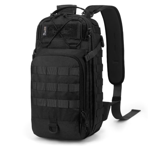 Mardingtop Small Tactical Backpack,Molle Military Rucksack Daypack for Hiking Traveling,15L Sling bag，Crossbody Bag for men - color: Black-15l