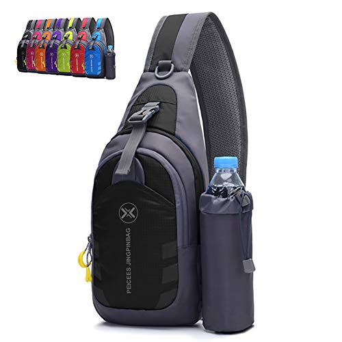 Peicees Chest Crossbody Sling Backpack Bag Travel Bike Gym Daypack for Women Men - color: Black