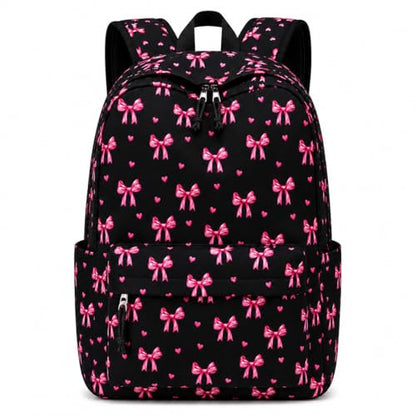 LOIDOU Girls Backpack for Kids Cute School Bookbag - color: Bow Black 215, size: L-17"