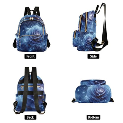 ALAZA Mini Backpack Purse for Women Lightweight Girls Small Size Blue Rose 1 School Teens College Traveling - color: Blue Rose 1, size: Small