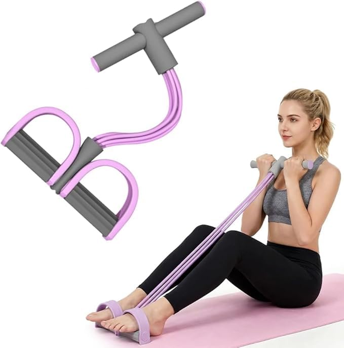 Multifunction Pedal Resistance Band, Pedal Resistance Bands with Handles - 2026 New Elastic Rubber Exercise Band for Full Body Workout, Arm, Leg - color: Purple