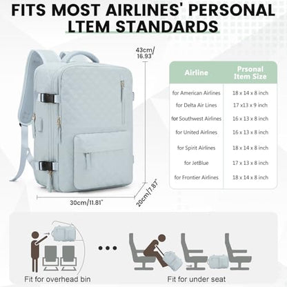 suwasp Vacuum Backpack Travel with Pump, Travel Backpack for Women Men, Vacuum Compression Bags with Laptop Compartment/Shoe Compartment, Personal Item Carry On Backpacks Flight Approved, Light Blue - color: Light Blue (B4), size: Medium
