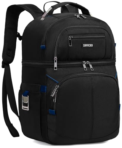 Insulated Cooler Backpack,Double Deck Leakproof Cooler Bag,Insulated Backpack Cooler Lunch Backpack for Men Women - color: Blue+Black