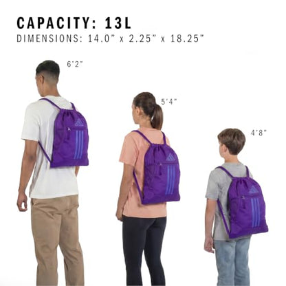 adidas Alliance Sackpack Drawstring Bag - color: Pure Purple/White/3