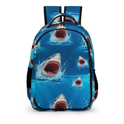 Cute College Laptop Backpack Shark Ocean, Sturdy Travel Business Bag with Tumbler Holder Gifts for Nurse Teacher Women - color: Pattern (321)