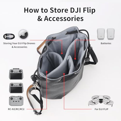 CQT Drawstring Osmo 360 Mini 3 4 Pro Bag, Drone PU Leather Crossbody shoulder Bag Pouch Handbag Waterproof Storage Bag for DJI Mavic MINI 4 3 PRO 2 SE 4K and NEO 2 Drone Accessories (Olive Green) - color: Olive Green
