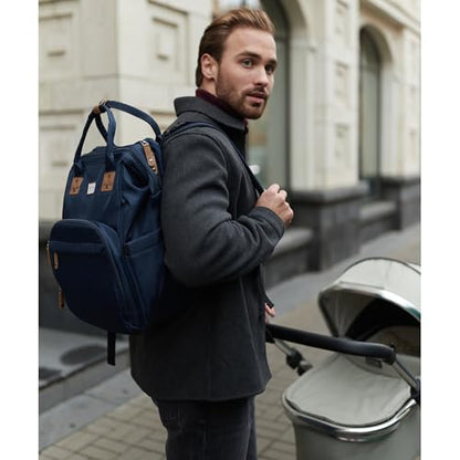 Diaper Bag Backpack, Multifunction Diaper Bag with Changing Station, Stylish Baby Bags, Large Unisex Diaper Backpack for Mom and Dad, Baby Registry Search, Portable Changing Pad – Navy Blue - color: Navy Blue
